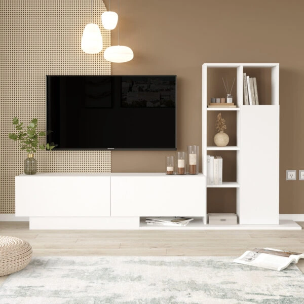 Σύνθετο σαλονιού Damon σε λευκή απόχρωση 211.2x29.5x123.6εκ