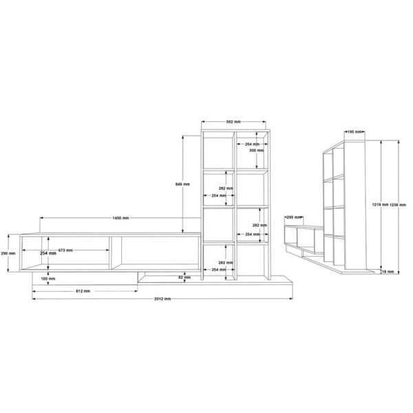 Σύνθετο σαλονιού Damon σε λευκή απόχρωση 211.2x29.5x123.6εκ