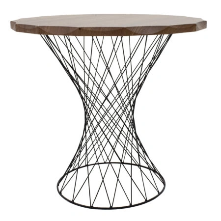 Τραπέζι Ronlele  μέταλλο μαύρο-καρυδί Φ81x76εκ