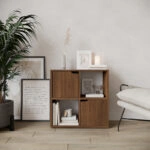 Βιβλιοθήκη Bookel  σε καρυδί απόχρωση 59.6x27.5x60.4εκ