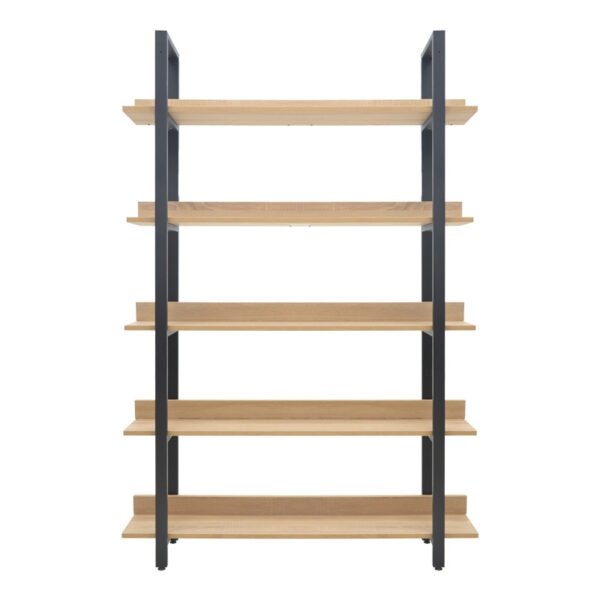 Βιβλιοθήκη Almond σε oak-μαύρη απόχρωση 120x29x185εκ