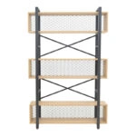 Βιβλιοθήκη Fifer σε oak-μαύρη απόχρωση 120x28x185εκ