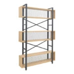 Βιβλιοθήκη Fifer σε oak-μαύρη απόχρωση 120x28x185εκ