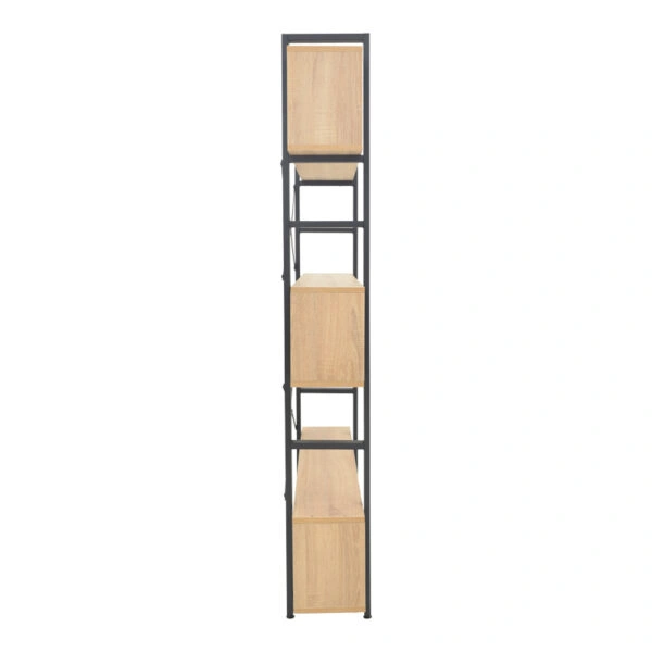 Βιβλιοθήκη Fifer σε oak-μαύρη απόχρωση 120x28x185εκ