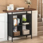 Τραπέζι μπαρ Stolik  σε καρυδί-μαύρη απόχρωση 100x35x110εκ