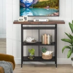 Τραπέζι μπαρ Stolik  σε καρυδί-μαύρη απόχρωση 100x35x110εκ