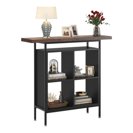 Τραπέζι μπαρ Stolik  σε καρυδί-μαύρη απόχρωση 100x35x110εκ