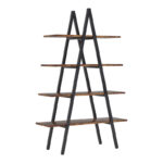 Βιβλιοθήκη Naroki  μέταλλο μαύρο με καρυδί απόχρωση 90x30x155εκ