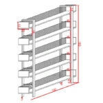 Βιβλιοθήκη Musha  μέταλλο μαύρο με oak απόχρωση 120x27x185εκ