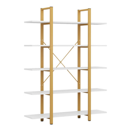 Βιβλιοθήκη Esthon  σε λευκή όψη μαρμάρου με χρυσό μέταλλο 120x32x180εκ