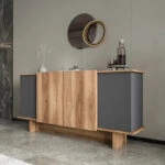 Μπουφές Zafore  σε ανθρακί - oak απόχρωση 180x45x80εκ