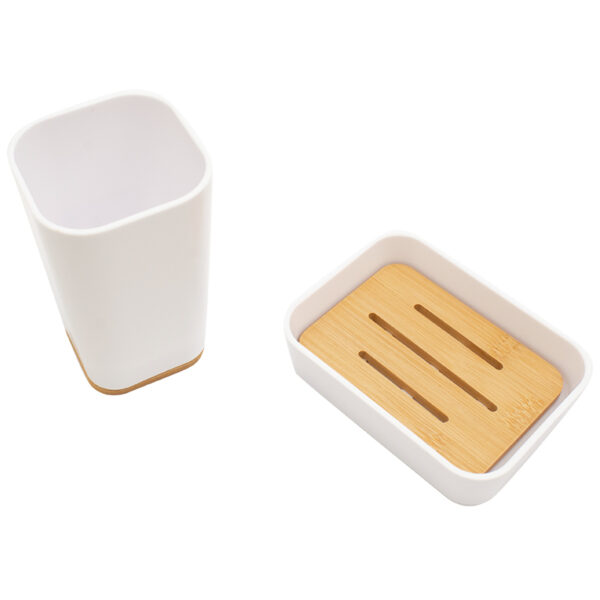 Σετ αξεσουάρ μπάνιου Nature 2τμχ pp χρώμα λευκό