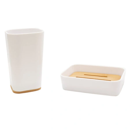 Σετ αξεσουάρ μπάνιου Nature  2τμχ pp χρώμα λευκό