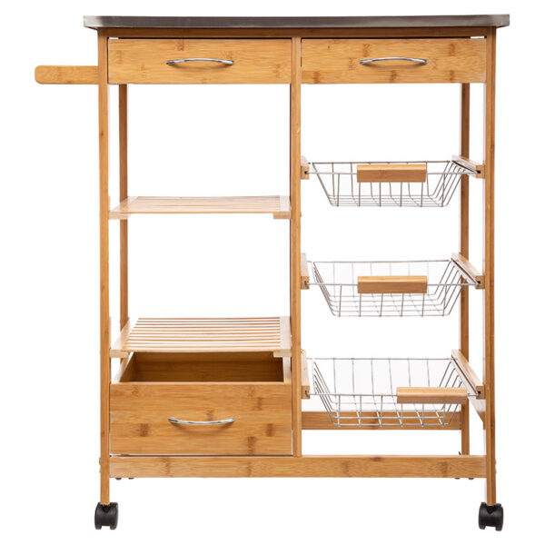 Τρόλεϊ-ραφιέρα 7όροφη Esla  bamboo φυσικό-λευκό 73,5x37x86εκ