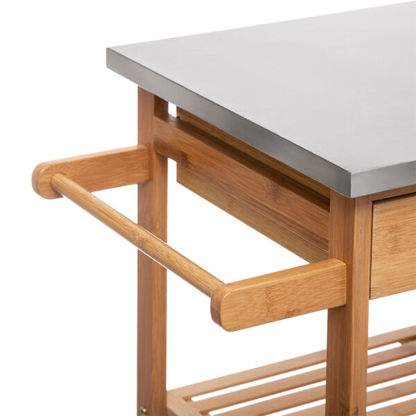 Τρόλεϊ-ραφιέρα 7όροφη Esla  bamboo φυσικό-λευκό 73,5x37x86εκ