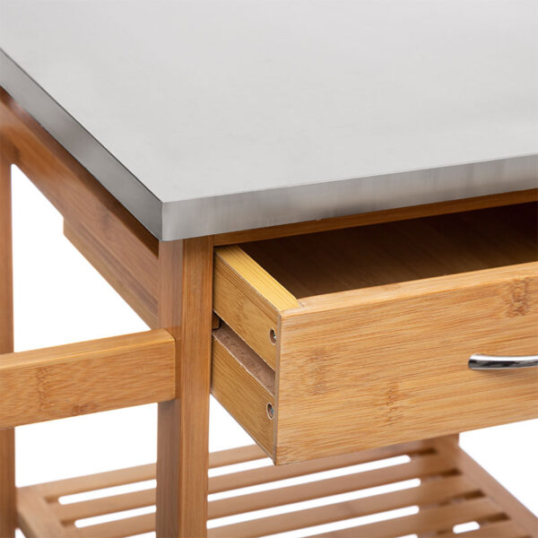 Τρόλεϊ-ραφιέρα 7όροφη Esla  bamboo φυσικό-λευκό 73,5x37x86εκ