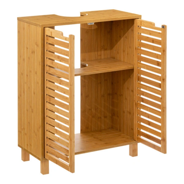 Πάγκος-ντουλάπι μπάνιου Sicela χρώμα φυσικό 60x28x80εκ