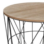 Βοηθητικό τραπέζι Kumi mdf επιφάνεια oak και μέταλλο σε μαύρη απόχρωση Φ40x41εκ