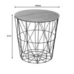 Βοηθητικό τραπέζι Kumi mdf επιφάνεια oak και μέταλλο σε μαύρη απόχρωση Φ40x41εκ