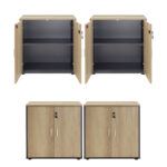 Nτουλάπια γραφείου τετράφυλλα Lotus  χρώμα φυσικό-ανθρακί 160x40x80εκ