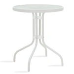 Τραπεζαρία Watson-Obbi σετ 3τεμ μέταλλο λευκό-γυαλί Φ60x70εκ