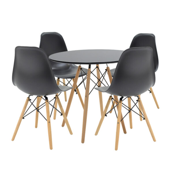 Τραπεζαρία Julita σετ 5τεμ σε απόχρωση μαύρο-φυσικό Φ80x73εκ