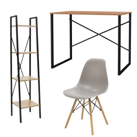 Φοιτητικό πακέτο επίπλων γραφείου Ramon-Zyn-Julita σε γκρι απόχρωση σετ 3 τμχ