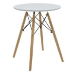 Τραπεζαρία Julita σετ 3τεμ  MDF και ξύλο οξιάς σε λευκή-φυσική απόχρωση Φ60x73εκ