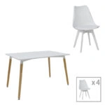 Φοιτητικό πακέτο τραπεζαρίας Natali-Gaston  σετ 5τεμ λευκό 120x80x76εκ