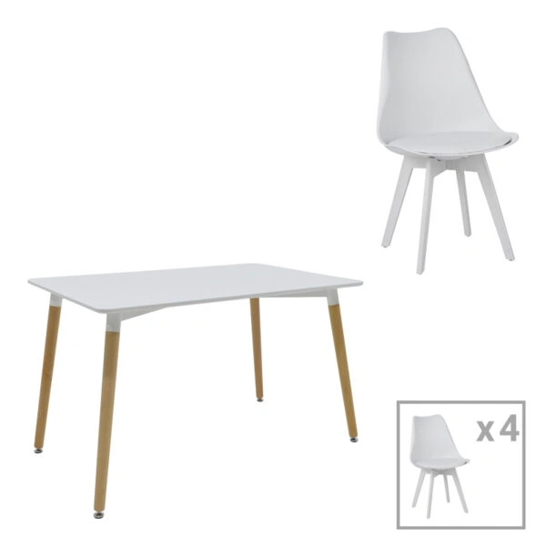 Φοιτητικό πακέτο τραπεζαρίας Natali-Gaston  σετ 5τεμ λευκό 120x80x76εκ