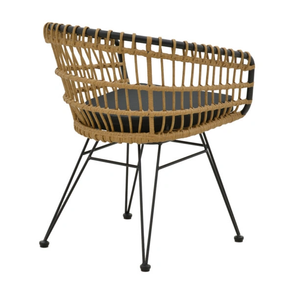 Τραπεζαρία Naoki C  σετ 7 τμχ rattan φυσικό-μαύρο μέταλλο-γυαλί 160x90x78εκ