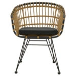 Τραπεζαρία Naoki C  σετ 7 τμχ rattan φυσικό-μαύρο μέταλλο-γυαλί 160x90x78εκ