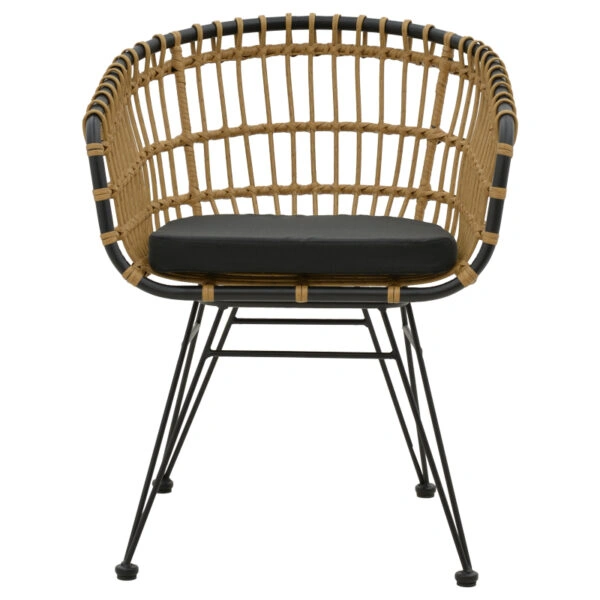 Τραπεζαρία Naoki C  σετ 7 τμχ rattan φυσικό-μαύρο μέταλλο-γυαλί 160x90x78εκ