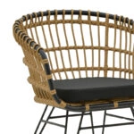 Τραπεζαρία Naoki C  σετ 7 τμχ rattan φυσικό-μαύρο μέταλλο-γυαλί 160x90x78εκ