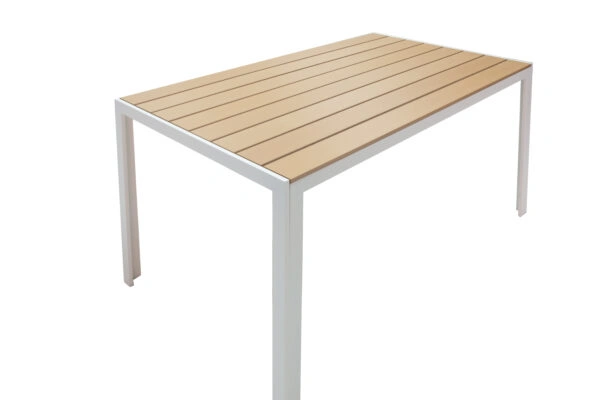 Τραπεζαρία Nares-Pino A σετ 5τεμ  λευκό αλουμίνιο και plywood σε φυσική απόχρωση 140x80x72.5εκ