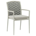 Τραπεζαρία Nares-Moritz σετ 5τεμ  λευκό-γκρι αλουμίνιο και plywood σε φυσική απόχρωση 140x80x72.5εκ