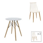 Τραπεζαρία Aurora-Julita  σετ 3τεμ pp-mdf σε λευκό-φυσική απόχρωση Φ60x73εκ