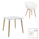 Τραπεζαρία Ezra-Natali  σετ 5τεμ pp-mdf σε λευκή-φυσική απόχρωση 80x80x76εκ