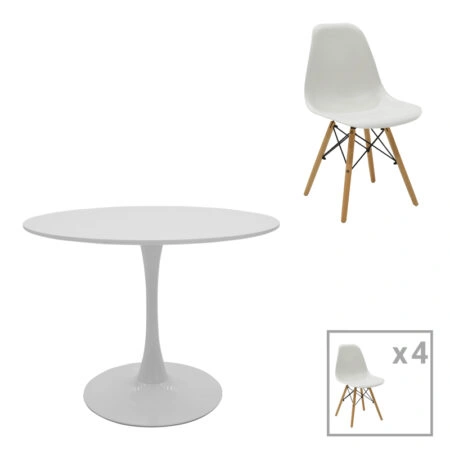 Τραπεζαρία Julita-Balou  σετ 5τεμ pp-mdf λευκo Φ100x73εκ