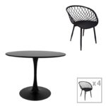 Τραπεζαρία Ezra-Balou  σετ 5τεμ pp-mdf σε μαύρη απόχρωση Φ100x73εκ