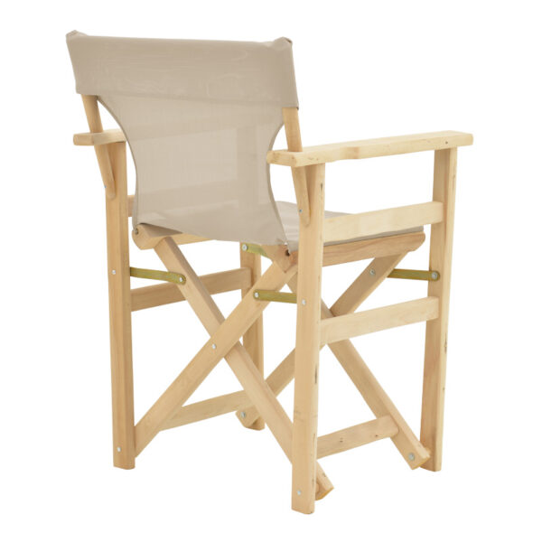 Καρέκλα-πολυθρόνα σκηνοθέτη Kompa μασίφ σε απόχρωση άβαφου ξύλου-πανί Nexus εκρού