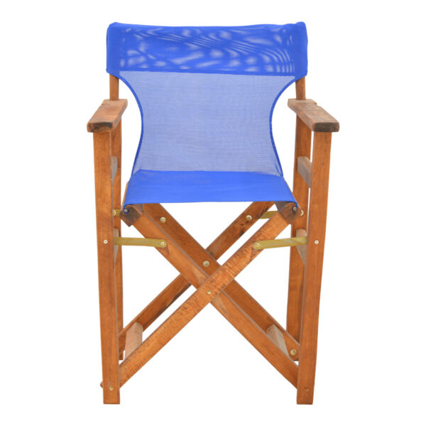 Καρέκλα-πολυθρόνα σκηνοθέτη Kompa μασίφ ξύλο οξιάς καρυδί-πανί μπλε