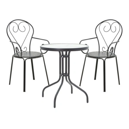 Τραπεζαρία Watson-Monasty pakoworld σετ 3τεμ μέταλλο σε μαύρη απόχρωση