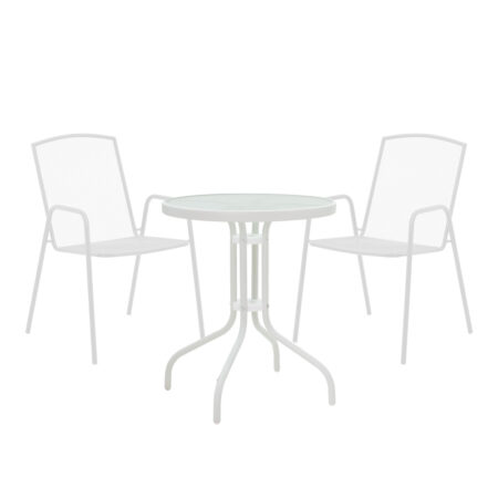 Τραπεζαρία Watson-Pomedon σετ 3τεμ μέταλλο σε λευκή απόχρωση