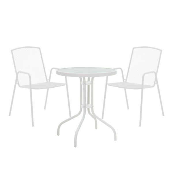 Τραπεζαρία Watson-Pomedon σετ 3τεμ μέταλλο σε λευκή απόχρωση