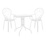 Τραπεζαρία Watson-Monasty σετ 3τεμ μέταλλο σε λευκή απόχρωση 70x70x70εκ