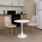 Τραπεζαρία Elijah-Bella  σετ 3τεμ σε λευκή-μπεζ απόχρωση Φ60x74εκ