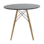 Τραπεζαρία Julita-Caron  σετ 5τεμ mdf σε μαύρη-φυσική απόχρωση Φ80x76εκ