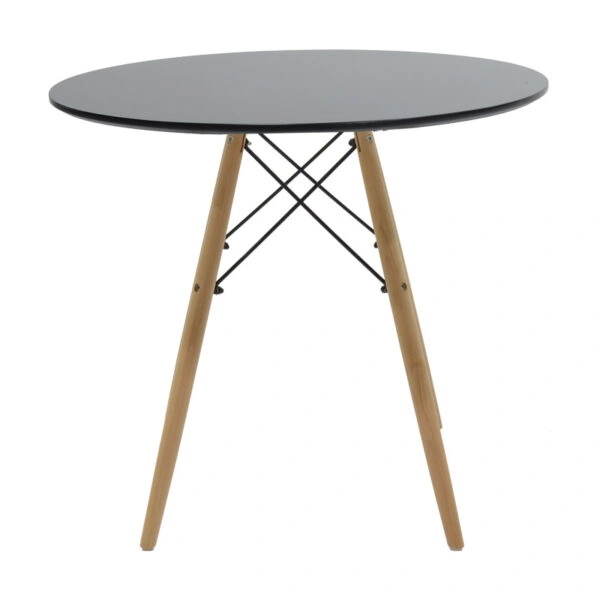 Τραπεζαρία Julita-Caron  σετ 5τεμ mdf σε μαύρη-φυσική απόχρωση Φ80x76εκ