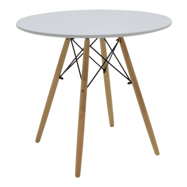 Τραπεζαρία Julita-Parker  σετ 5τεμ MDF λευκό-πόδια φυσικό Φ80x73εκ